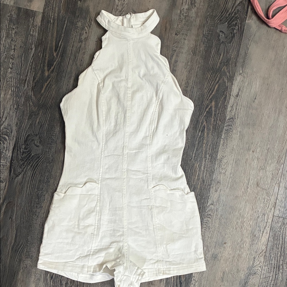 Girls' White Halter One-Piece Romper